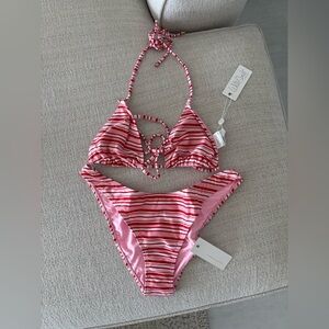 NEVER WORN, WITH TAGS. Striped Pink Bikini Set from White Sand Swim